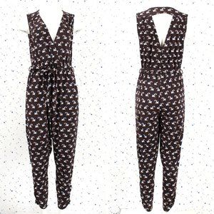 Sleeveless Surplice V-neck Floral Print Jumpsuit